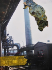 'Ruhrgebied 2' 2012 - tape, draad en verfresten op print